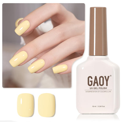 Vernis à ongles gel jaune pastel GAOY 16ml devant