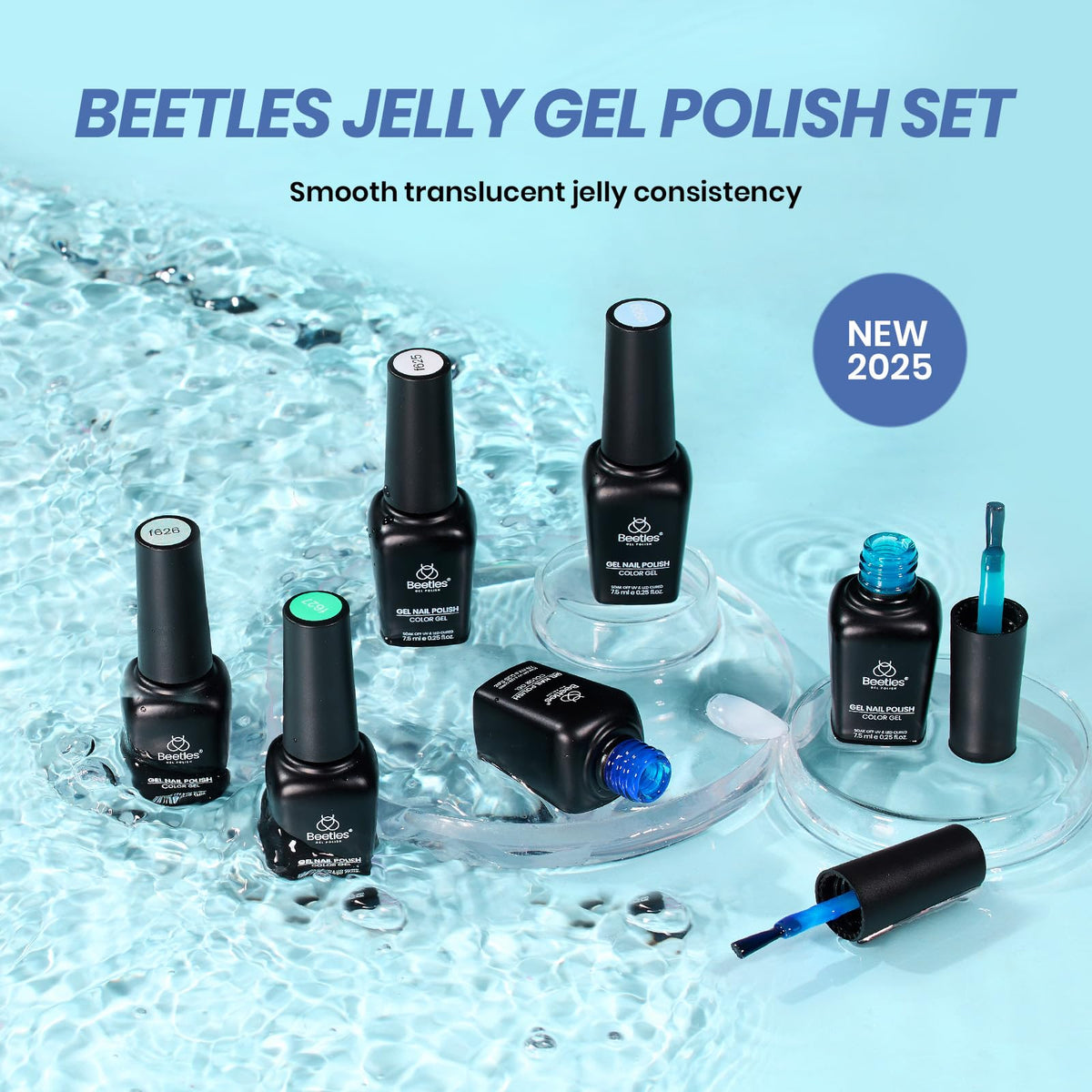 Vernis à ongles gel jelly avec texture milky white blue green