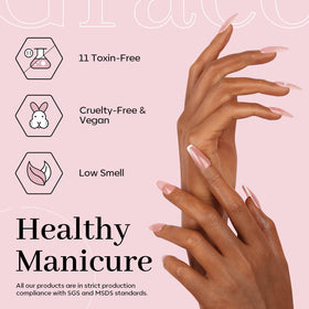 Vernis à ongles gel jelly rose modelones à côté de produits de nail art