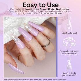 Vernis à ongles gel lavande modelones avec arrière-plan esthétique