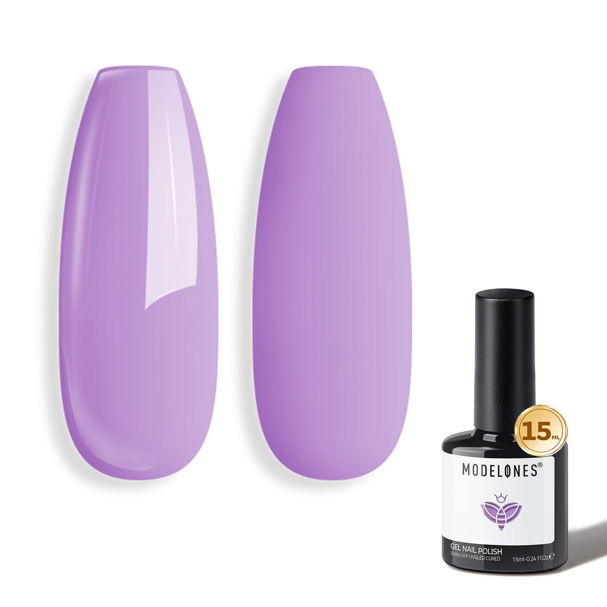 Vernis à ongles gel lavande modelones bouteille de 15 ml vue de face