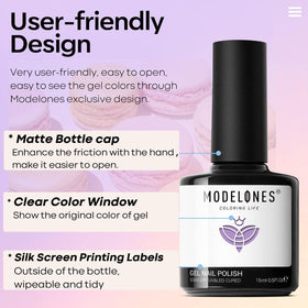 Vernis à ongles gel lavande modelones dans un environnement de beauté