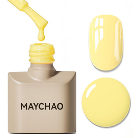 Vernis à ongles gel MAYCHAO jaune pastel 15ml, vue de face