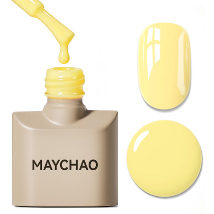 Vernis à ongles gel MAYCHAO jaune pastel 15ml, vue de face