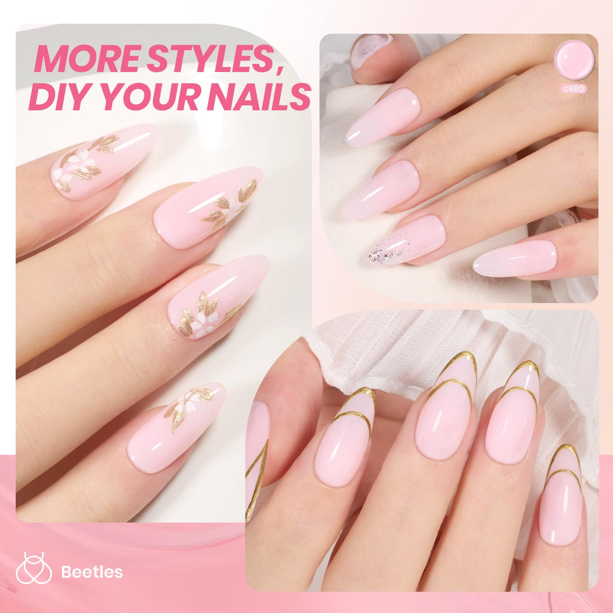 Vernis à ongles gel nude Beetles 15ml côté