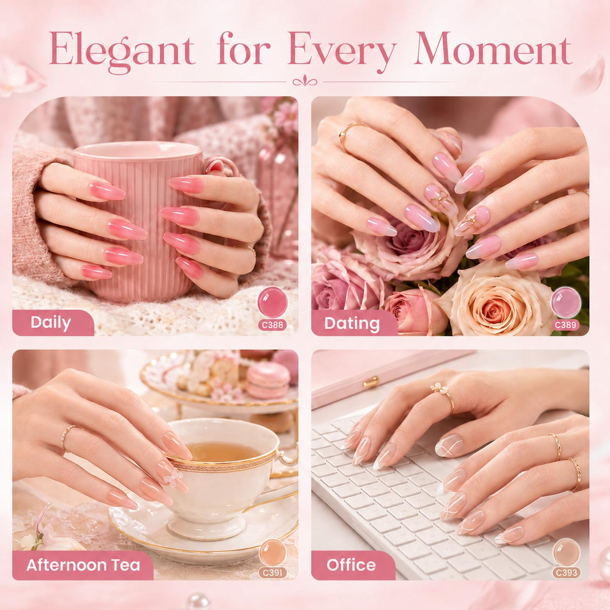 Vernis à ongles gel nude Beetles couleur c391 avec finition brillante