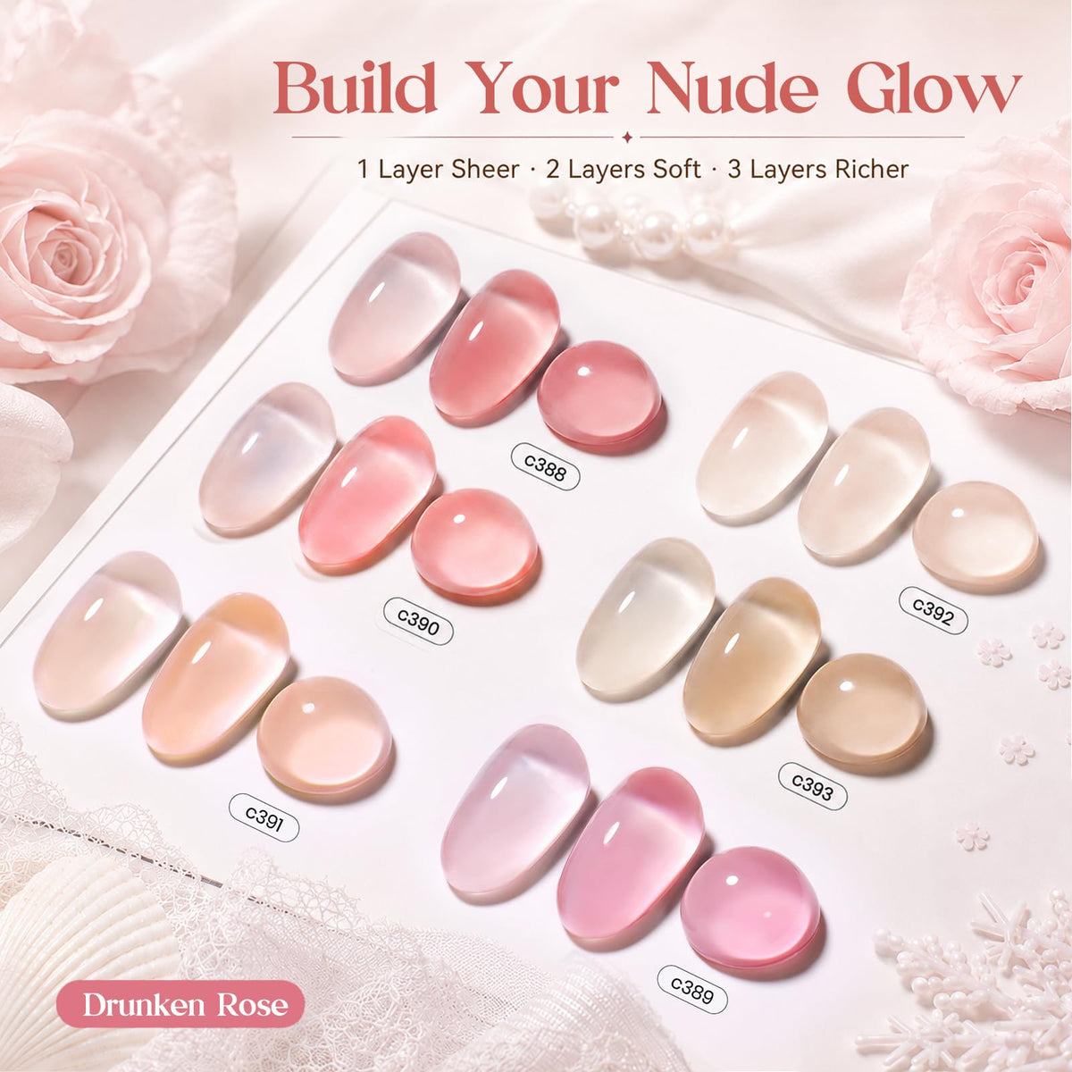 Vernis à ongles gel nude Beetles couleur c393 en application