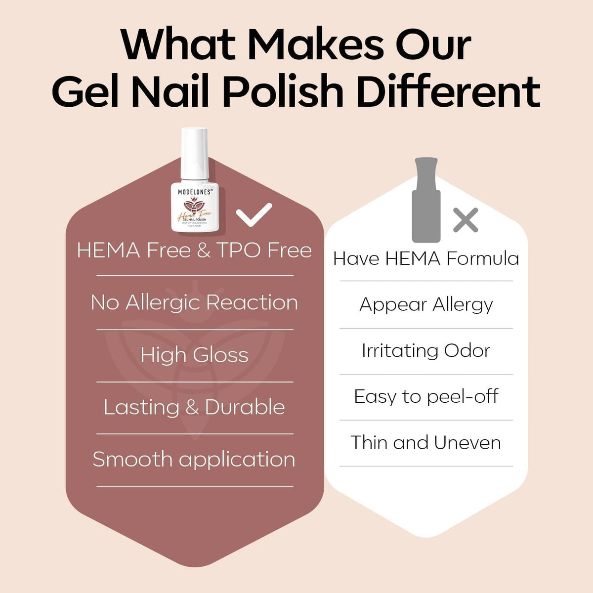 Vernis à ongles gel nude modelones en gros plan