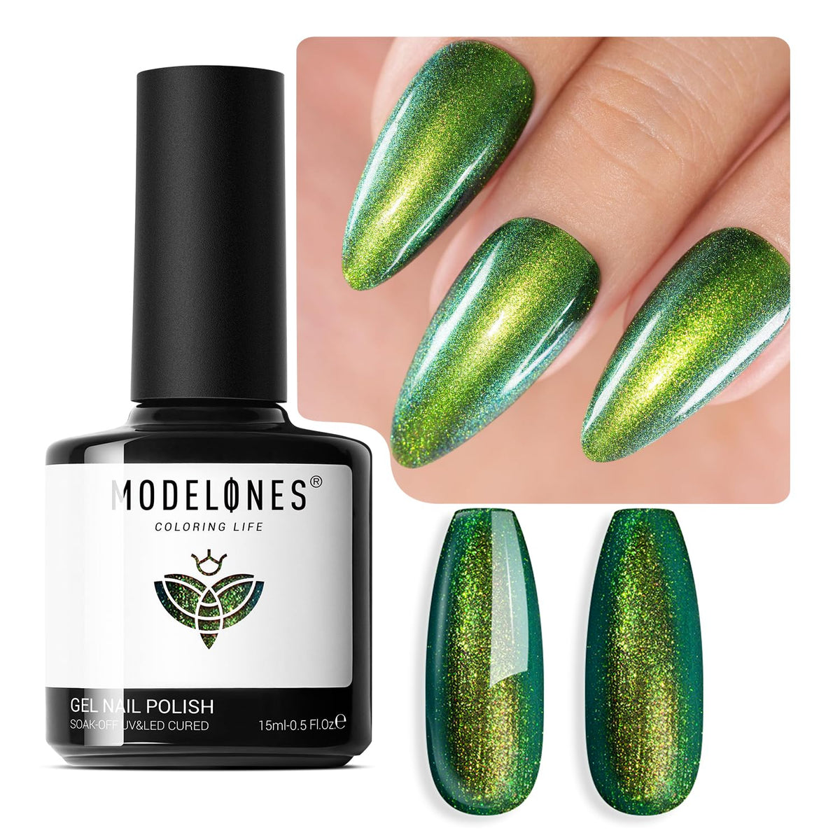 Vernis à ongles gel pailleté vert pastel modelones 15ml