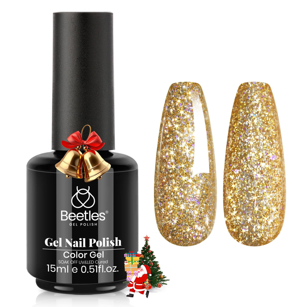 Vernis à ongles gel paillettes or beetles 15ML vue avant