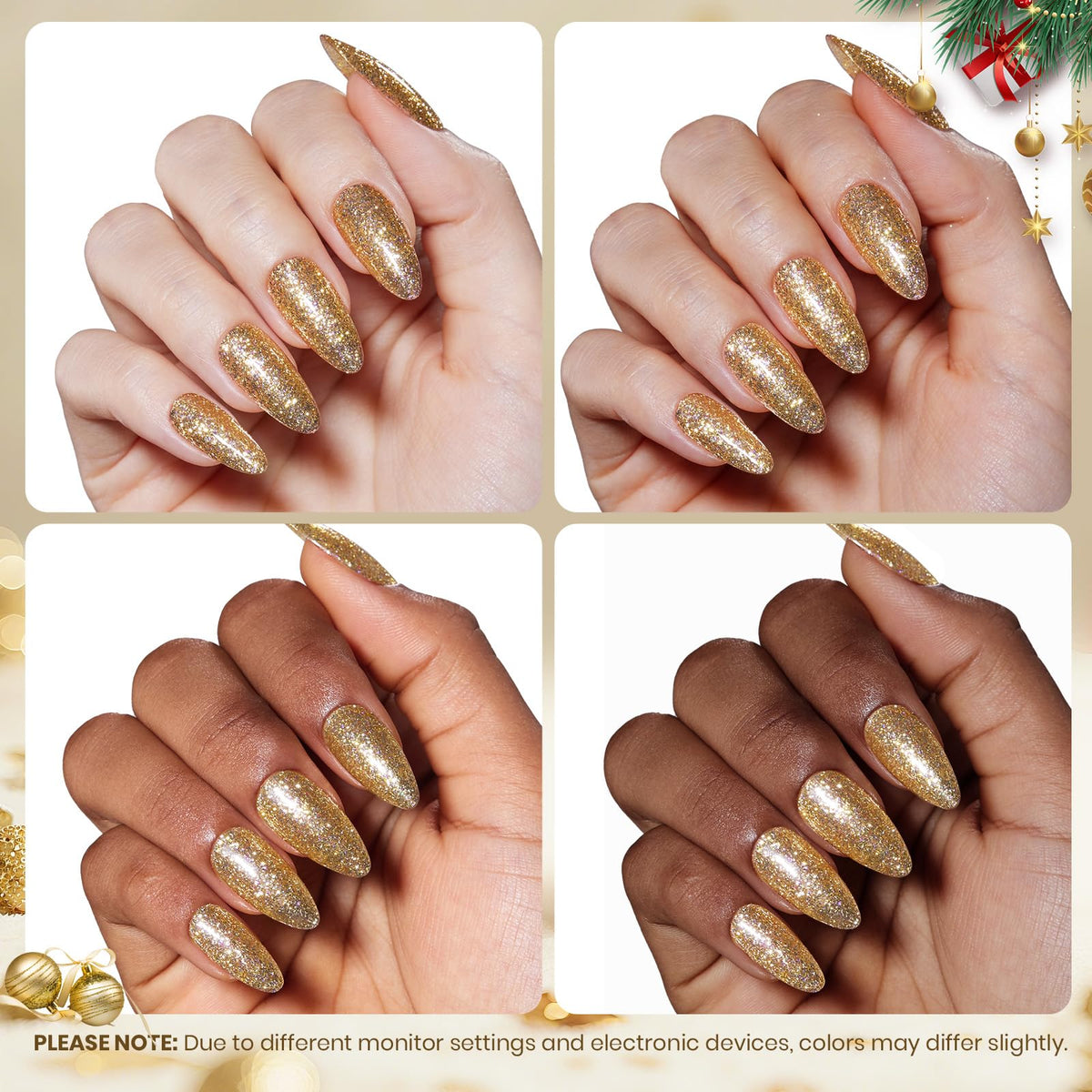 Vernis à ongles gel paillettes or beetles avec accessoires de manucure