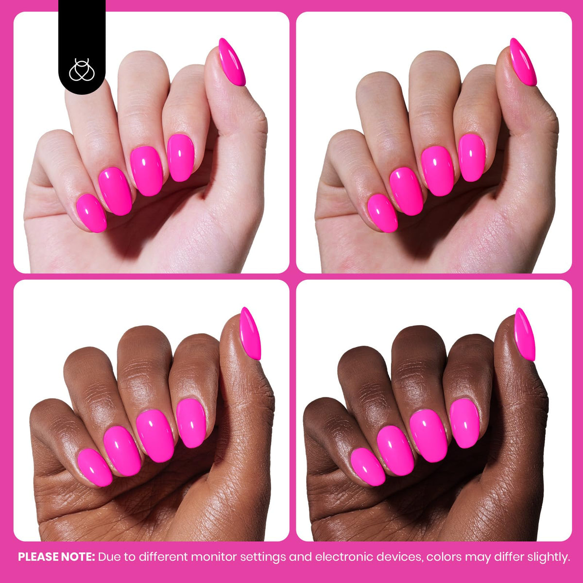 Vernis à ongles gel rose fluo beetles sur un fond coloré