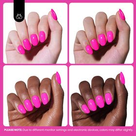 Vernis à ongles gel rose fluo beetles sur un fond coloré