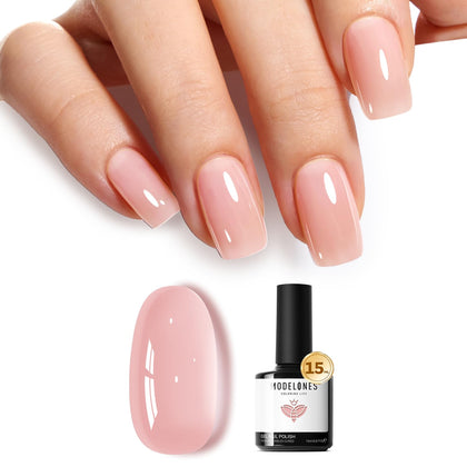 Vernis à Ongles Gel Rose Nude 15ml de modelones, flacon avant