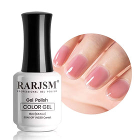Vernis à ongles gel rose transparent RARJSM 15ml, bouteille vue de face