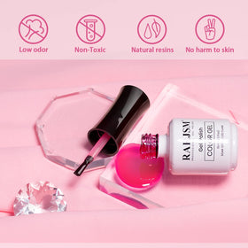 Vernis à ongles gel rose transparent RARJSM 15ml, démonstration de manucure