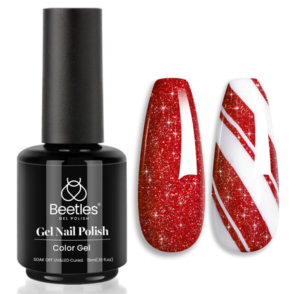 Vernis à Ongles Gel Rouge Pailleté 15ml vue avant