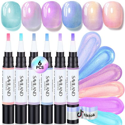 Vernis à ongles gel SAVILAND set de 6 couleurs iridescentes