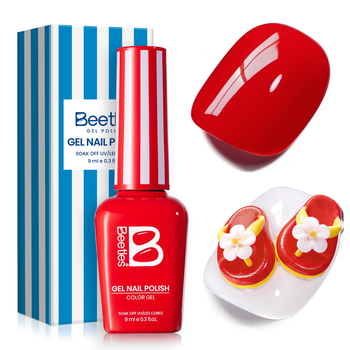 Vernis à ongles gel Sunburn Red 9ML de beetles, flacon avant