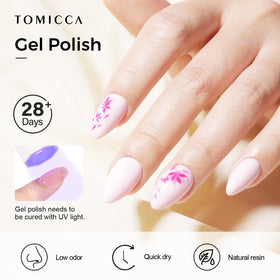 Vernis à Ongles Gel TOMICCA rose 15ml avec pinceau large