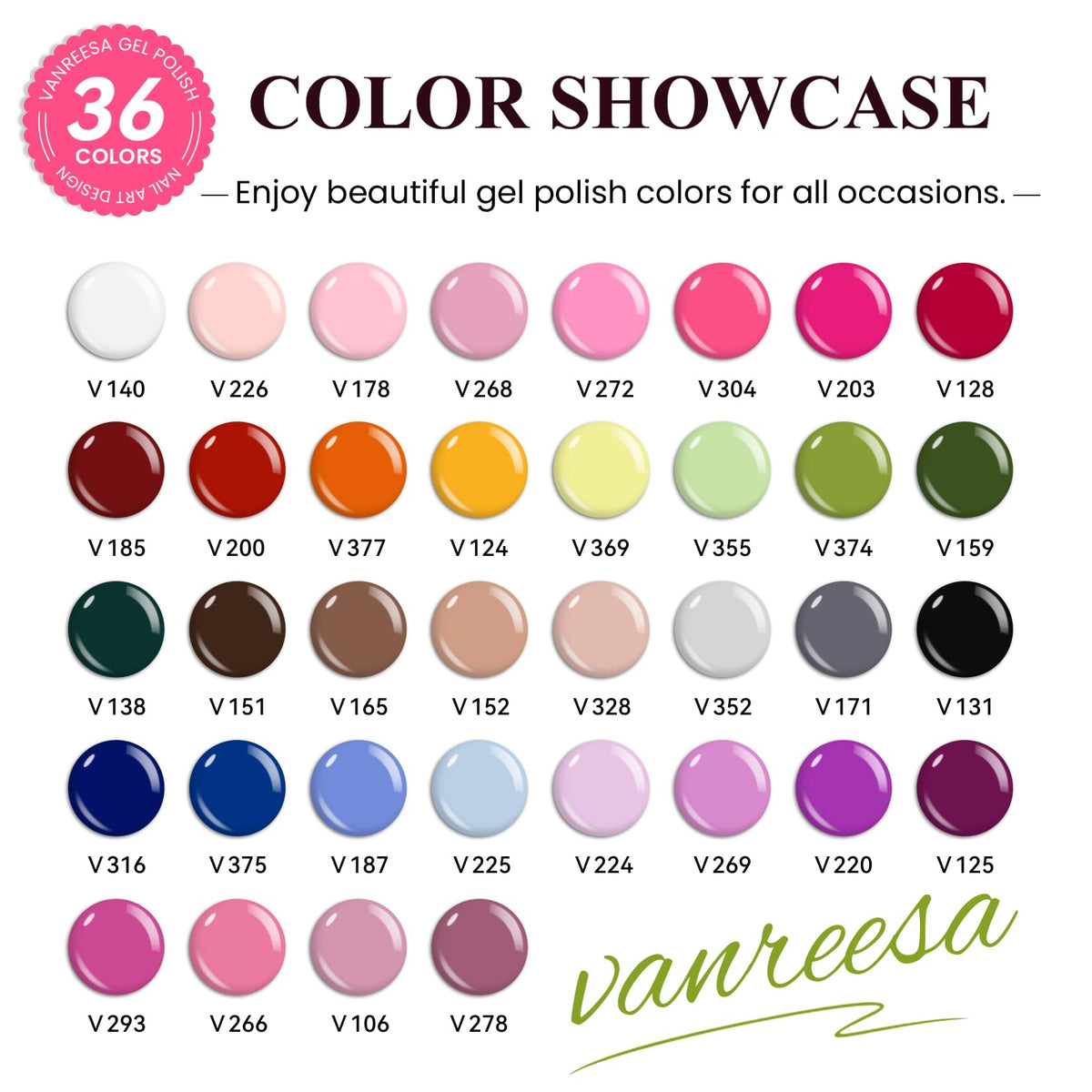 Vernis à ongles gel VANREESA 36 couleurs en bouteilles