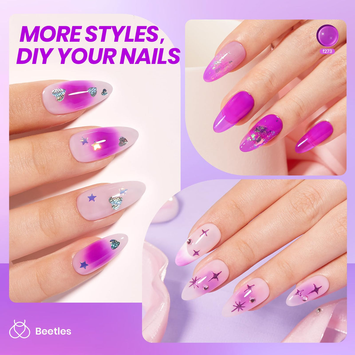 Vernis à ongles gel violet jelly dans un cadre esthétique