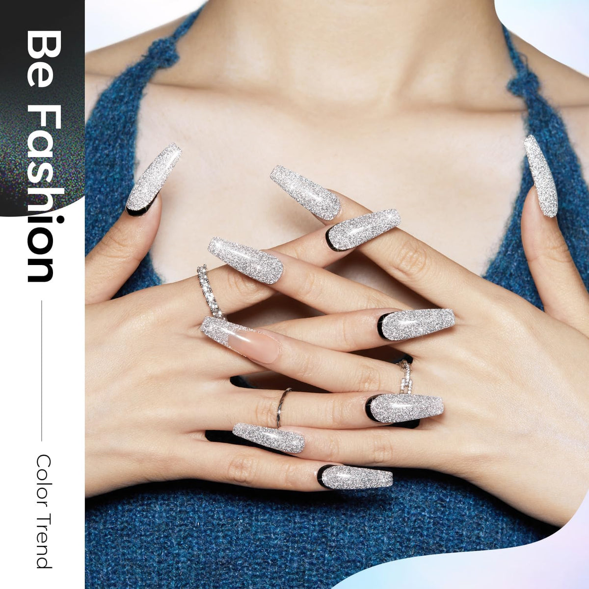 Vernis à ongles glitter modelones, 6 flacons alignés