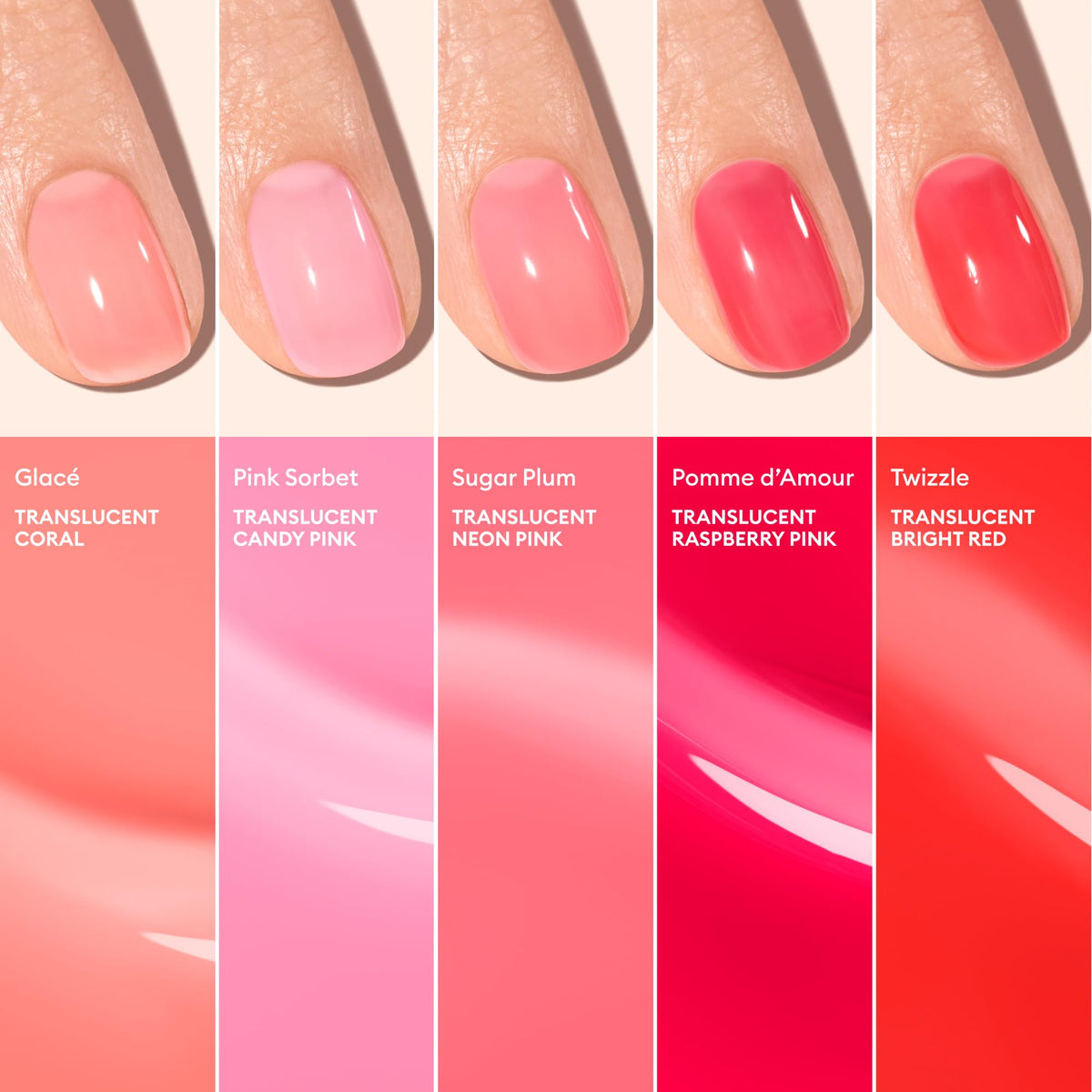 Vernis à ongles Manucurist Pomme d'Amour avec d'autres teintes de vernis