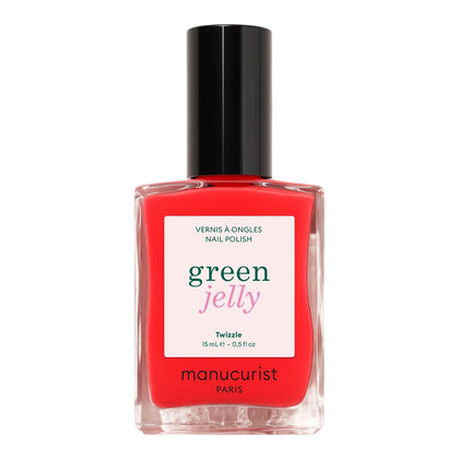 Vernis à ongles Manucurist Twizzle Green Jelly rouge lumineux en bouteille