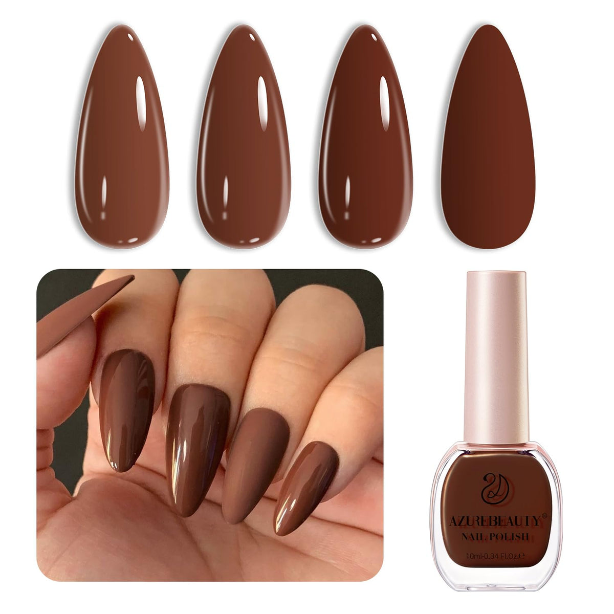 Vernis à ongles marron AZUREBEAUTY 10ml vue de face