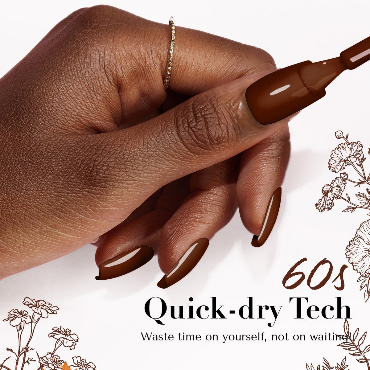 Vernis à ongles marron AZUREBEAUTY avec accessoires de manucure