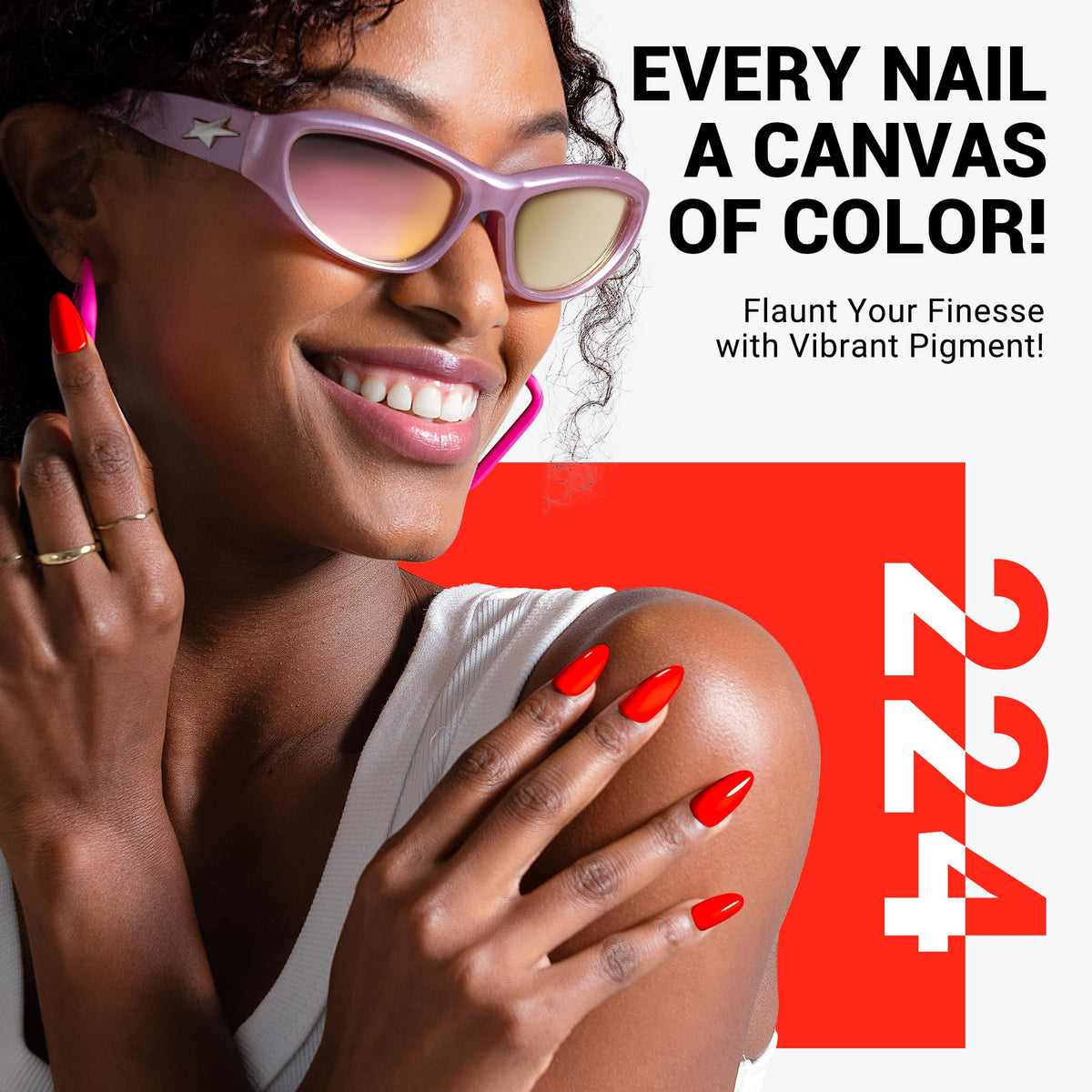 Vernis à ongles MelodySusie en couleur orange fluo sur fond blanc