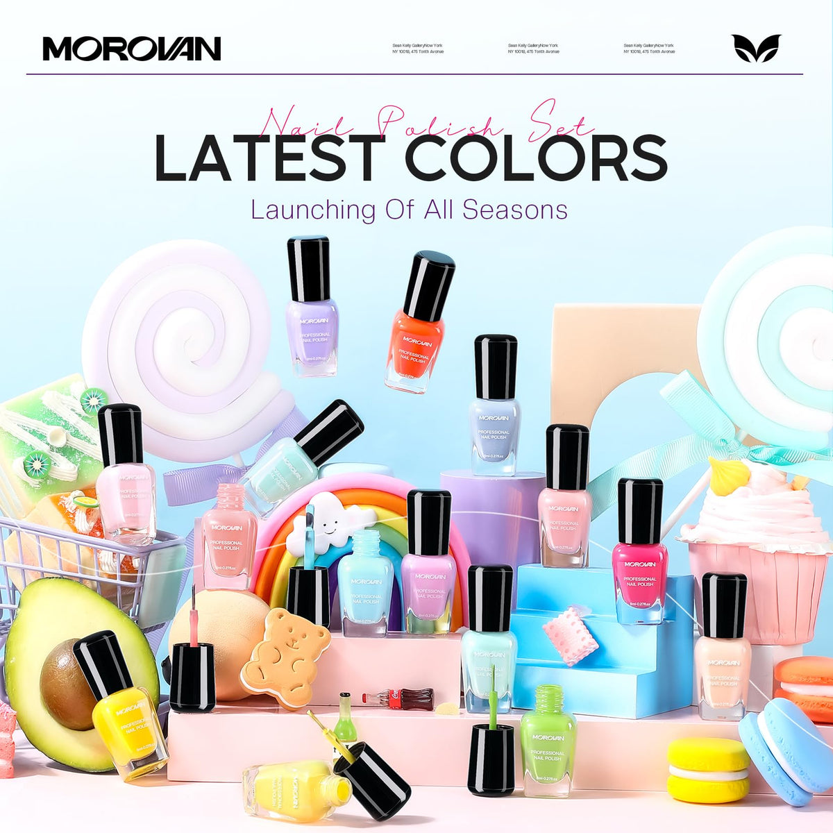 Vernis à ongles Morovan couleur macaron en gros plan