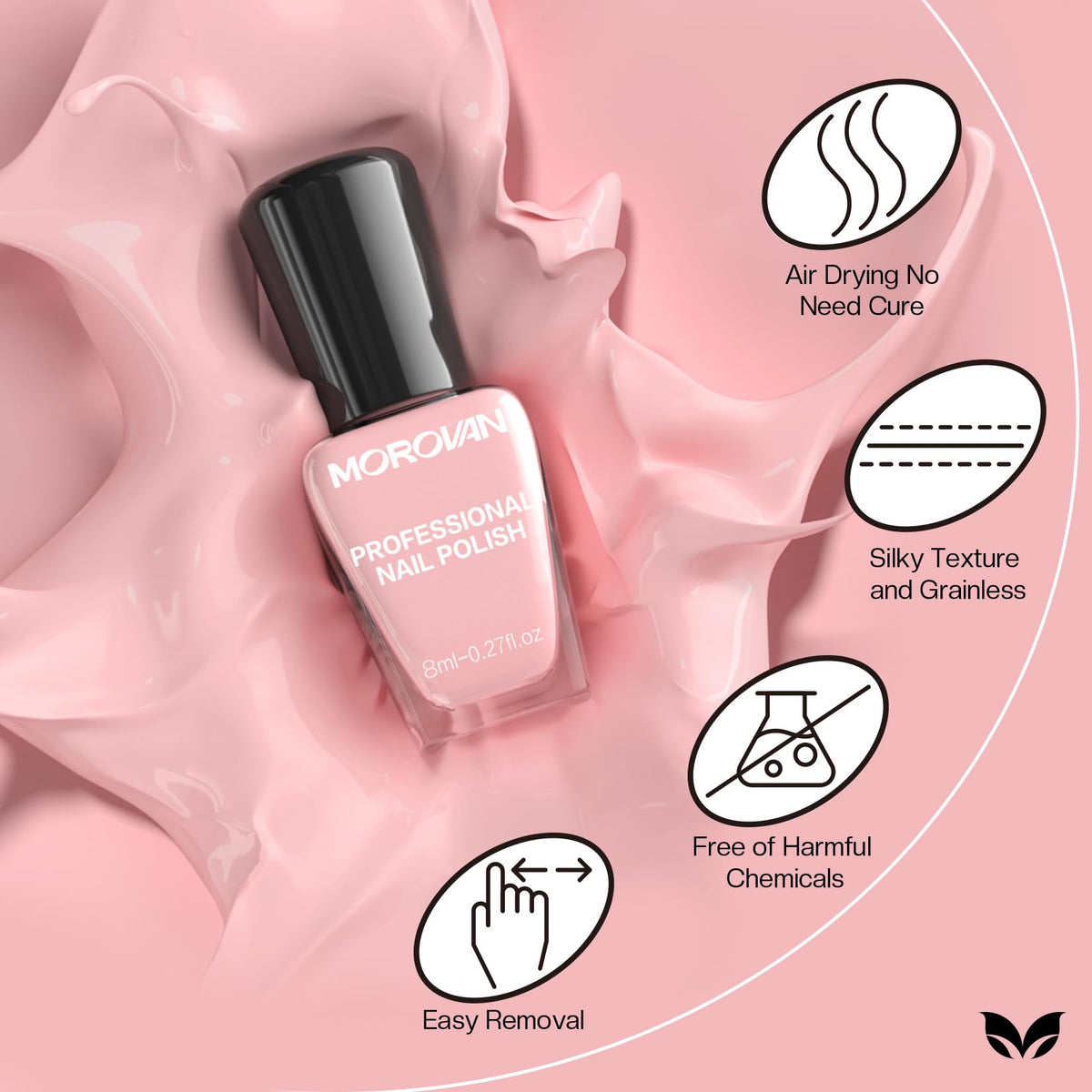 Vernis à ongles Morovan en teinte rose vif