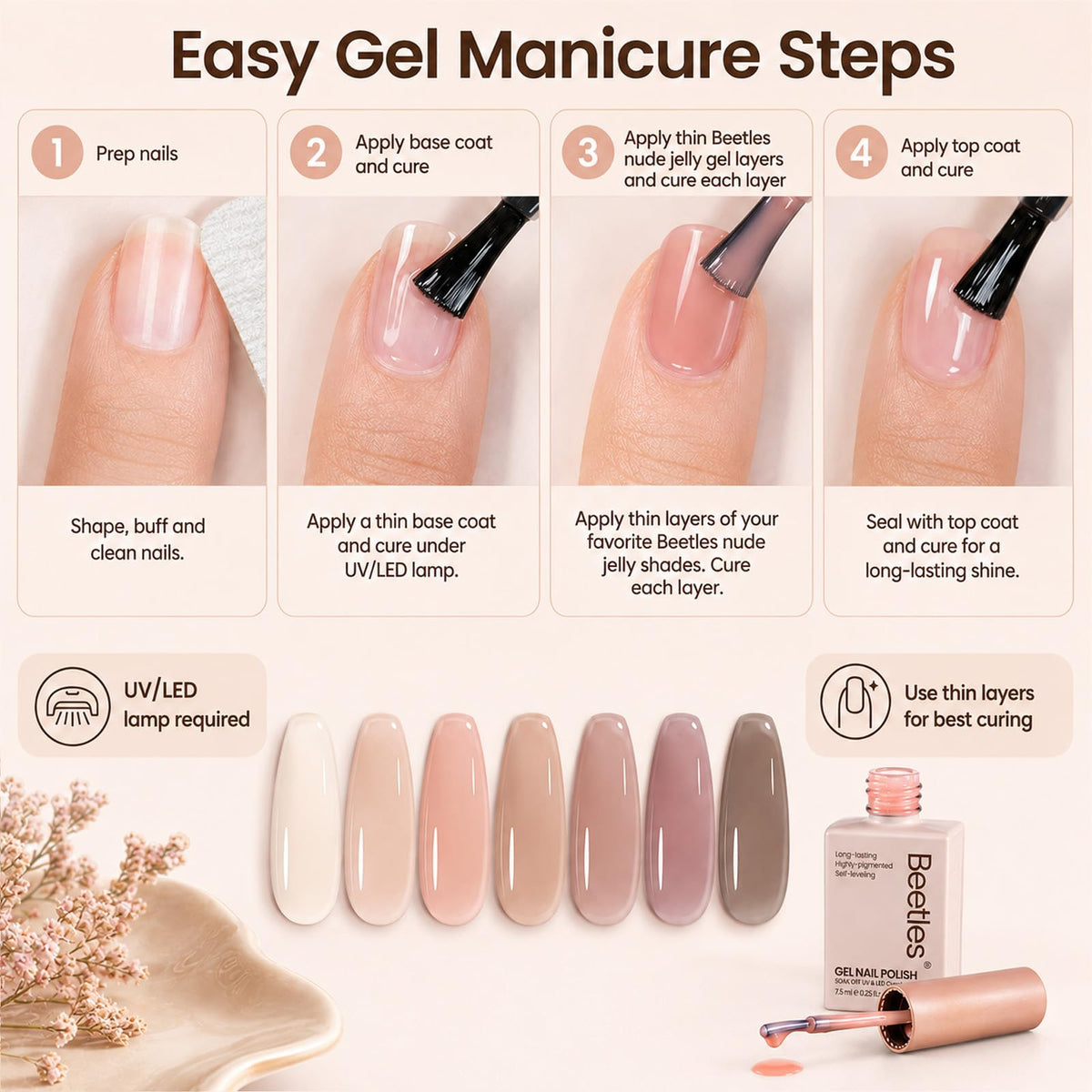 Vernis à ongles nude beetles avec finition brillante