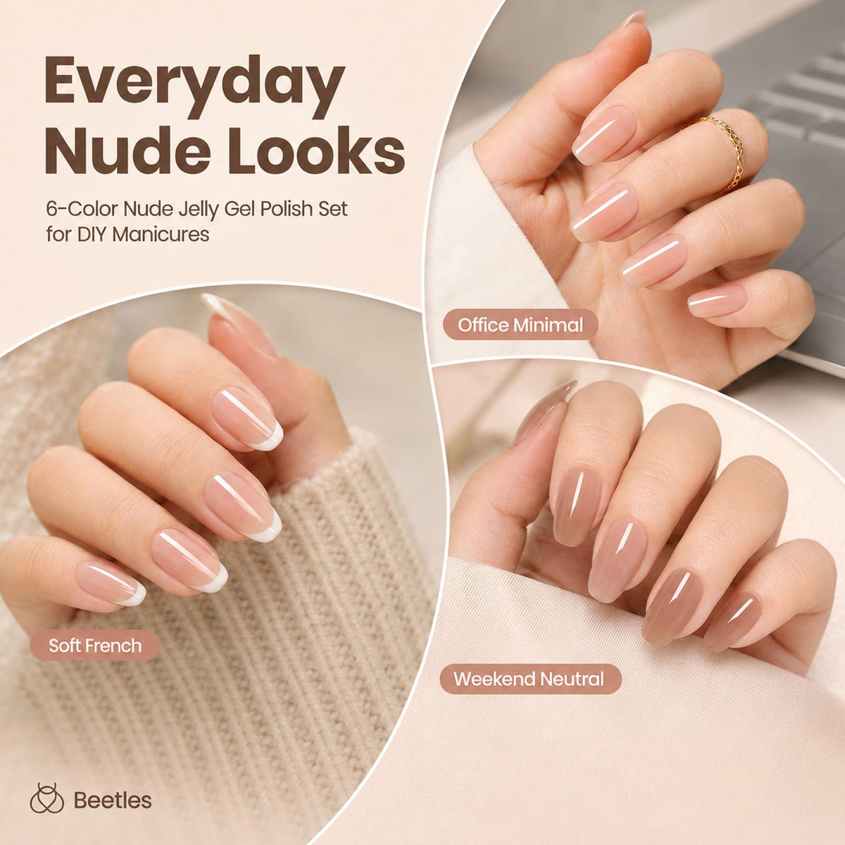 Vernis à ongles nude beetles couleur marron jelly