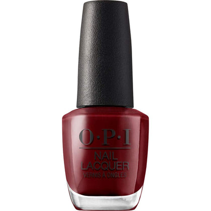 Vernis à ongles OPI Como se Llama? rouge foncé opaque vue de face