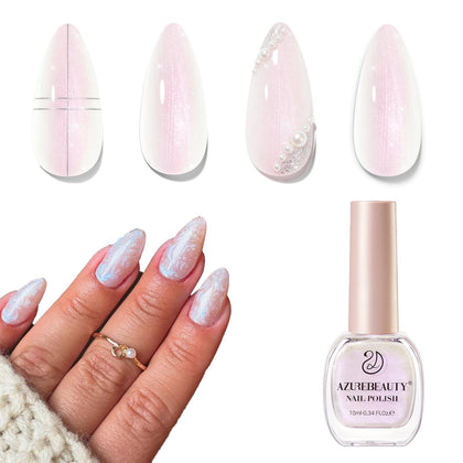 Vernis à ongles pailleté AZUREBEAUTY 10ml, couleur blanche perle