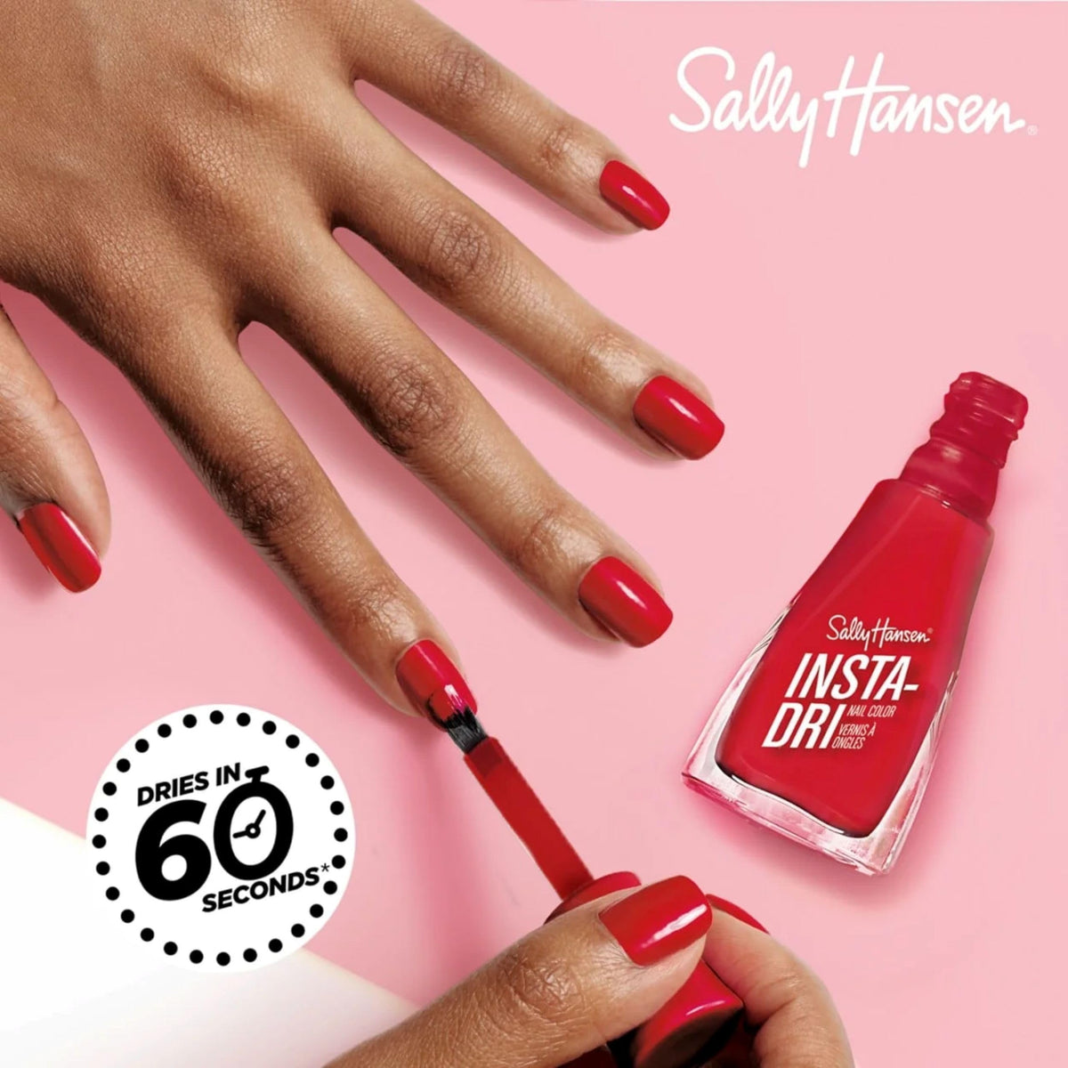 Vernis à ongles Sally Hansen Insta-Dri 239 Blush, application sur un ongle