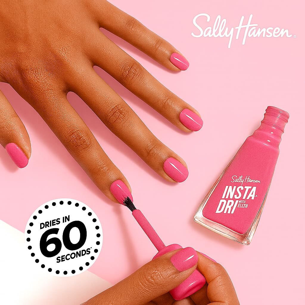 Vernis à ongles Sally Hansen Insta-Dri 433 Hurry Plum sur un fond neutre