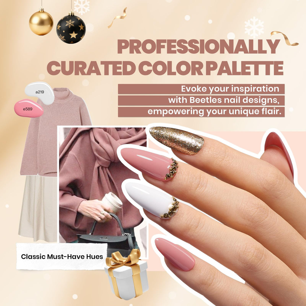 vernis gel beetles dans des tons nude et noir