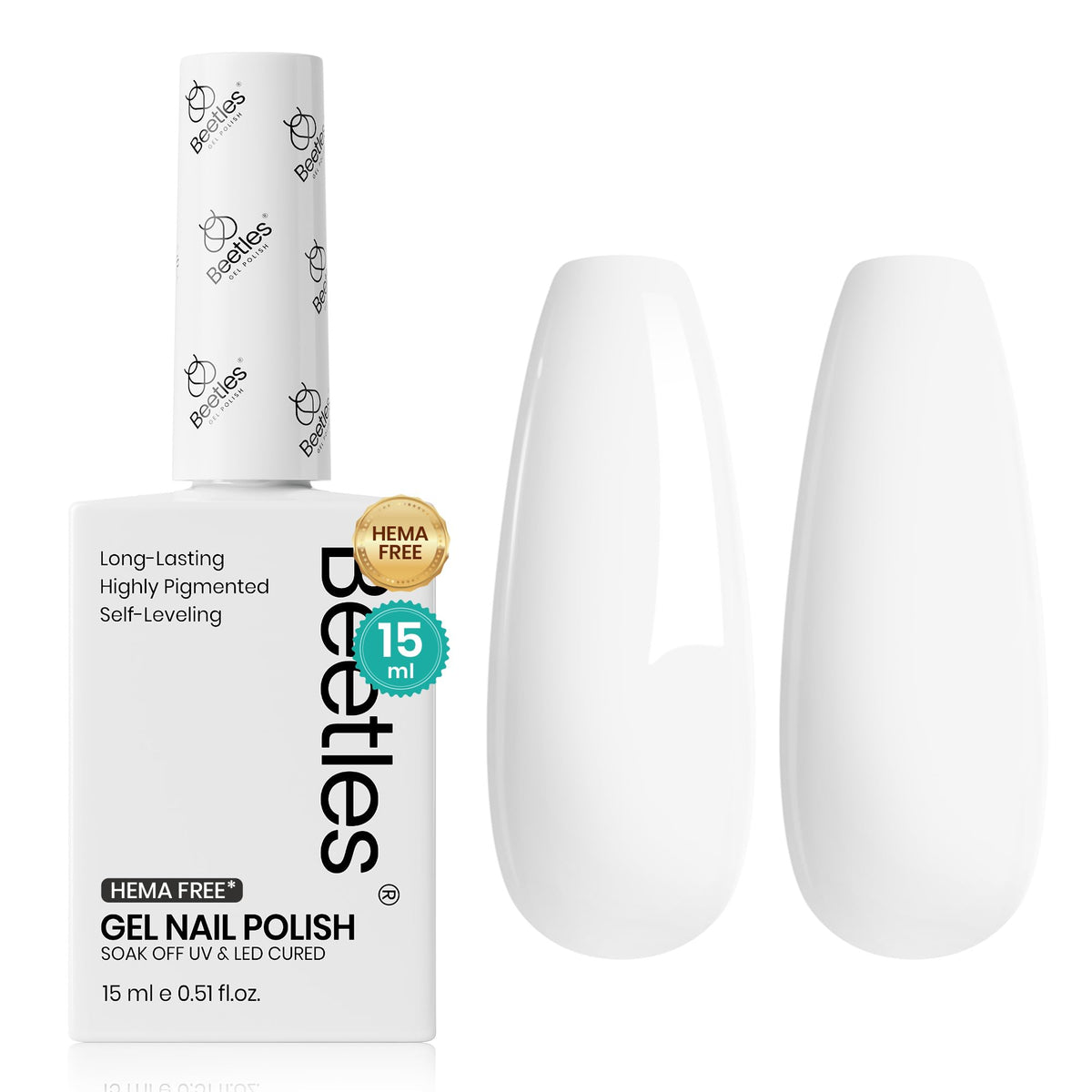 Vernis gel blanc beetles 15ml vue avant