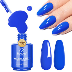 Vernis gel bleu beetles 15ml vue avant avec bouchon coloré
