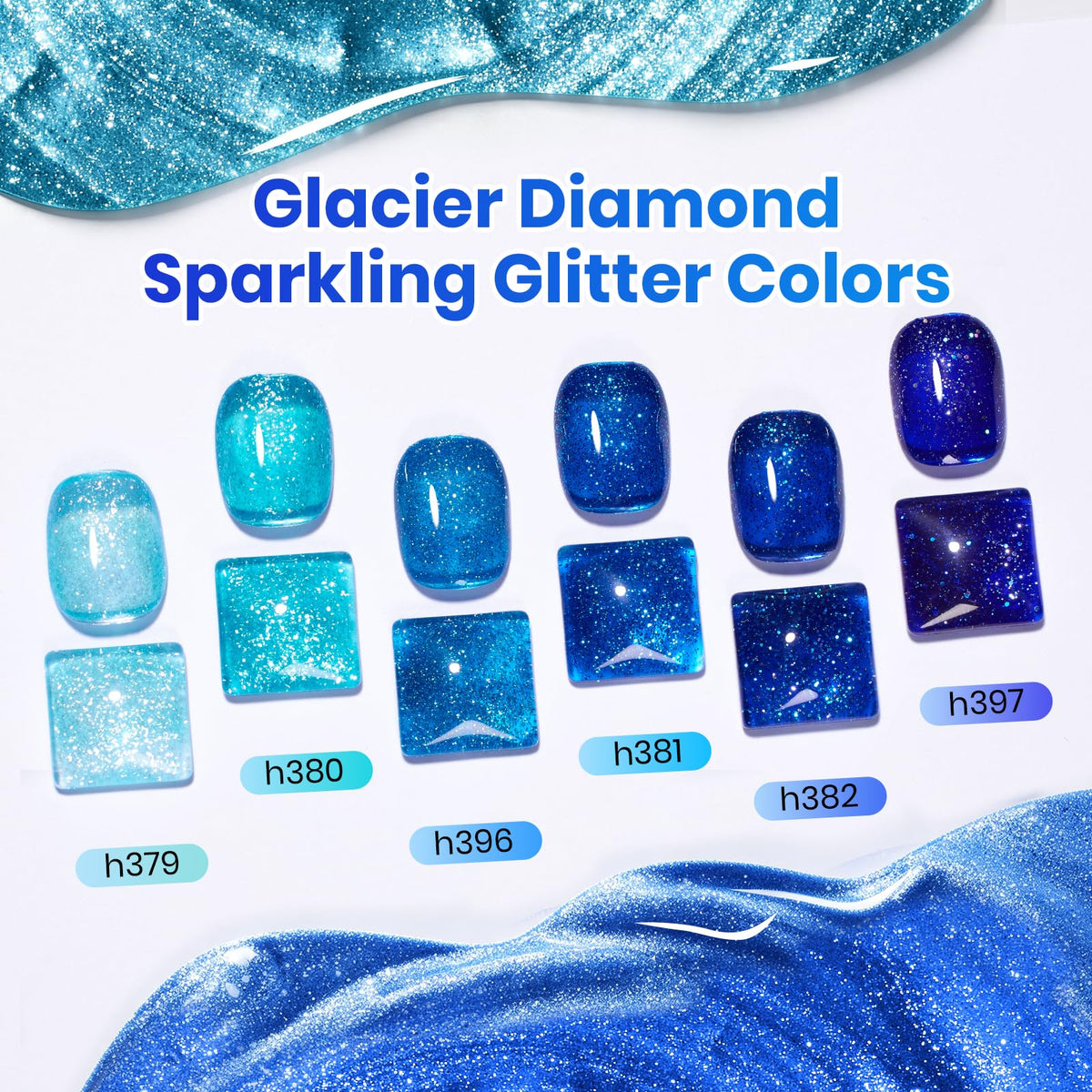 Vernis gel bleu glacier avec effet pailleté dans le set beetles