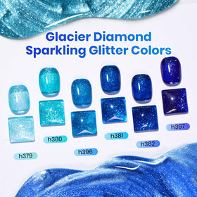 Vernis gel bleu glacier avec effet pailleté dans le set beetles