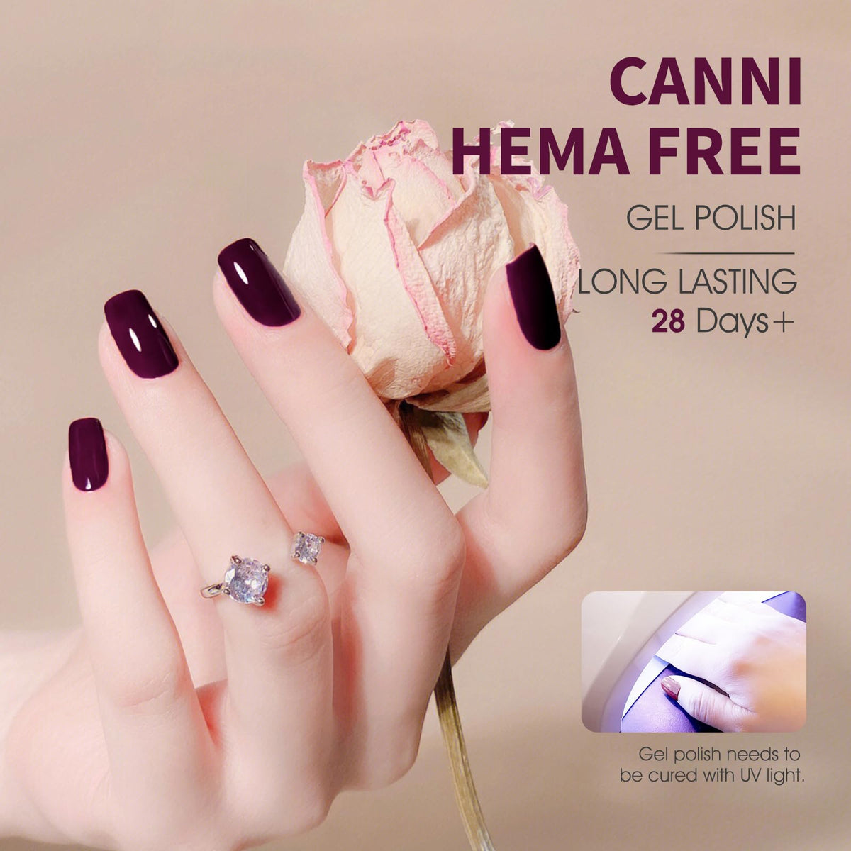 Vernis gel CANNI sous lampe UV lors du durcissement