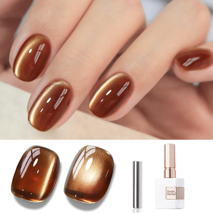 Vernis gel Cat Eye 15ml couleur brun holographique avec paillettes