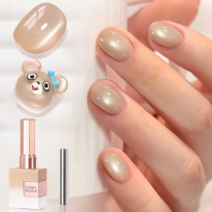 Vernis gel Cat Eye 15ML de couleur Nude avec effet holographique