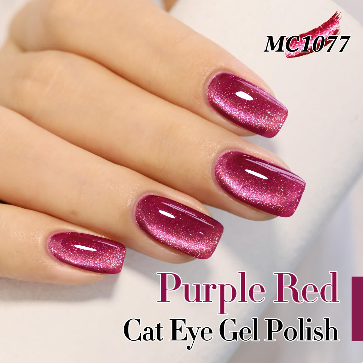Vernis gel Cat Eye avec effet holographique en gros plan