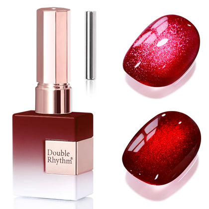Vernis gel Cat Eye Double Rhythm 15ML couleur cerise sombre